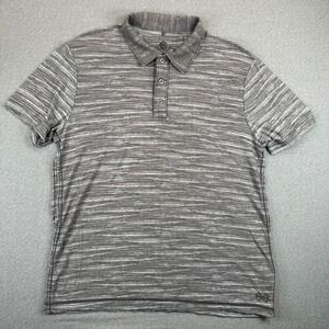 Helix Polo Shirt Mens XL Grey Space Dye Striped Short Sleeve 3-Button Grunge